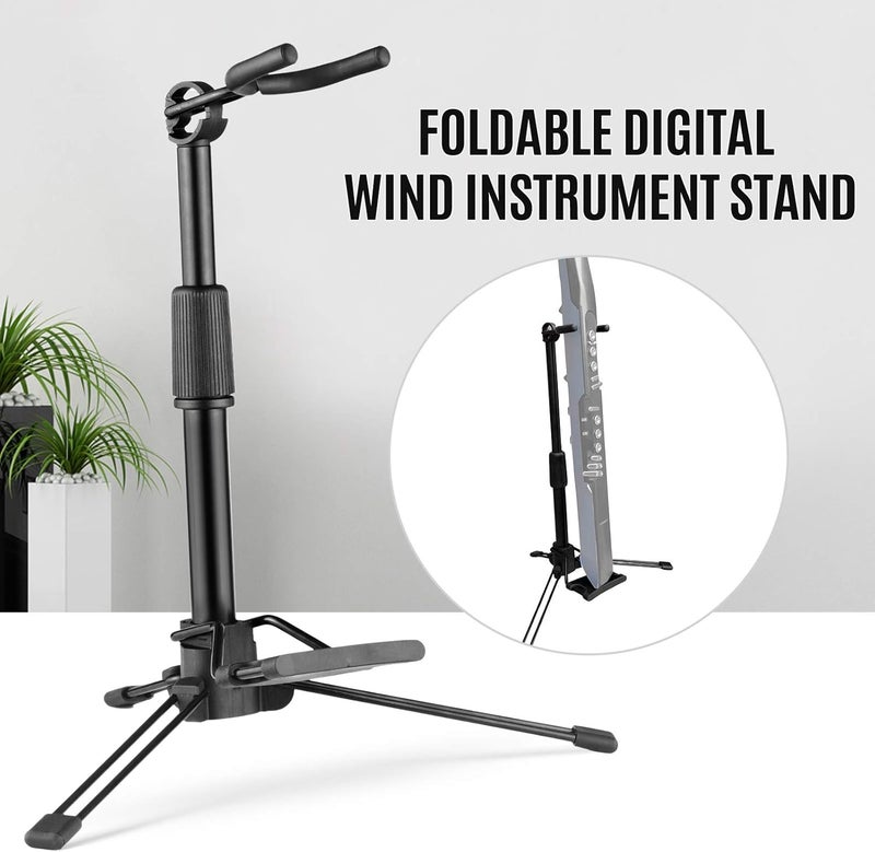 summina Foldable Digital Wind Instrument Stand Adjustable Metal Aerophone Holder Musical Instrument Stand, Black - Image 4